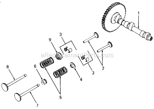 Camshaft & Valves Diagram and Parts List for 1882 800000-821059, 140-721-100, 141-721-100 Cub Cadet Lawn Tractor